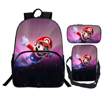

3 Pieces / Set Backpack Student Girl Boy Backpack Beautiful Surprise Gift School Bag Super Brother Children Backpack Teen