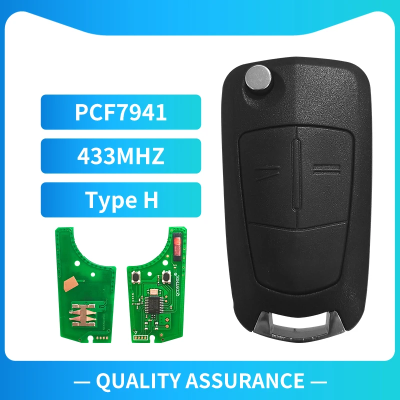 XNREKY 2 Button Flip Remote car Key for Opel Vauxhall Astra H 2004 - 2009 Zafira B 2005 - 2013 with PCF7941chip 433Mhz