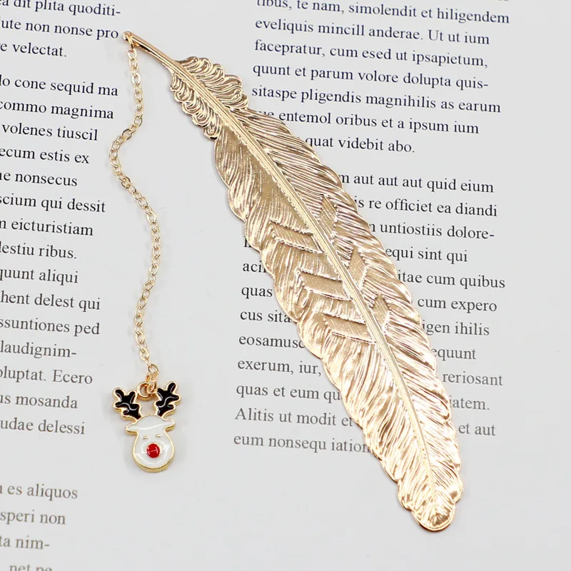 

Cute Christmas Metal Feather Bookmarks Santa Claus Snowflakes Book Marks for Teachers Gift Beautiful Book Accessories