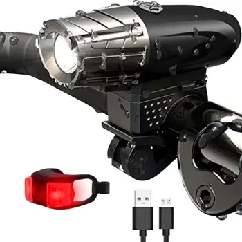 

USB Rechargeable Bright LED Bicycle Bike Front Headlight and Rear Tail Light Set