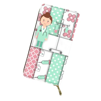 

THIKIN Cartoon ICU Nurse Print Wallet for Women Girls Pretty Colorful Pattern Wallets Money Handbag Ladies Coin Purse Portfel