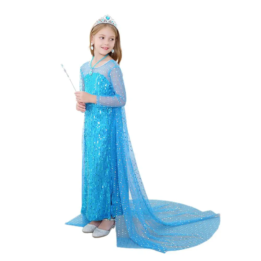 

Girls' Casual Dress Bling Sequined Princess Long Dress for 3-12 Years Old Children Girl Dress for Party