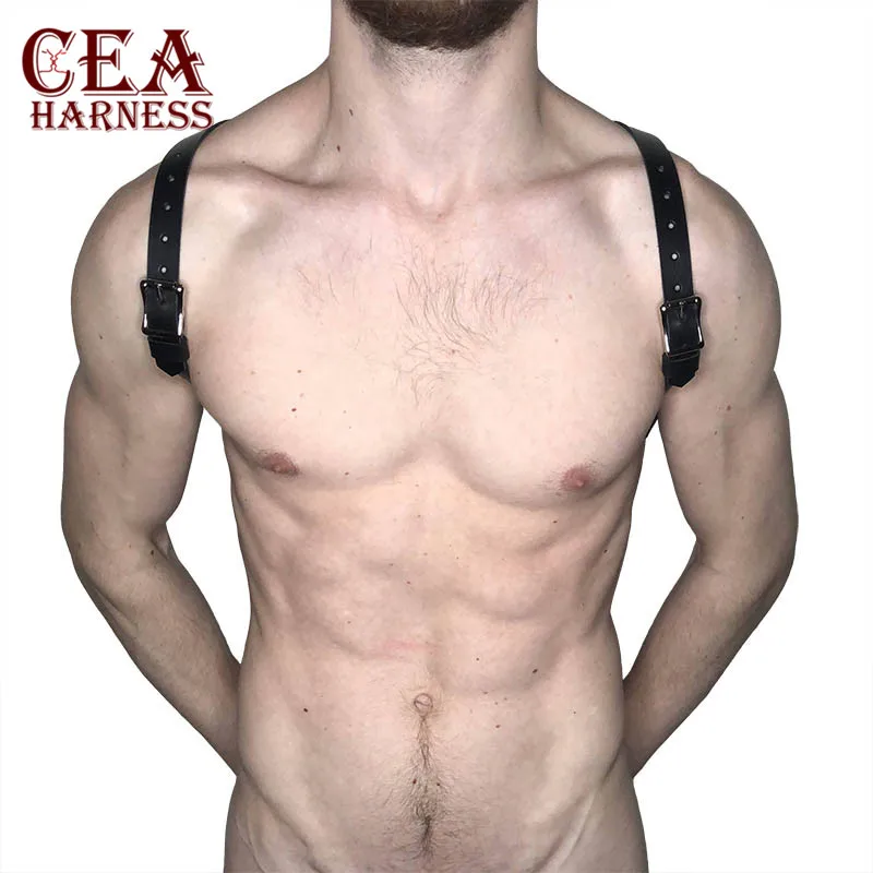 CEA.HARNESS мужской s из искусственной кожи Металлический Нагрудный ремень для тела в стиле панк, мужской ремень для связывания, сексуальный мужской ремень для связывания, клубный костюм