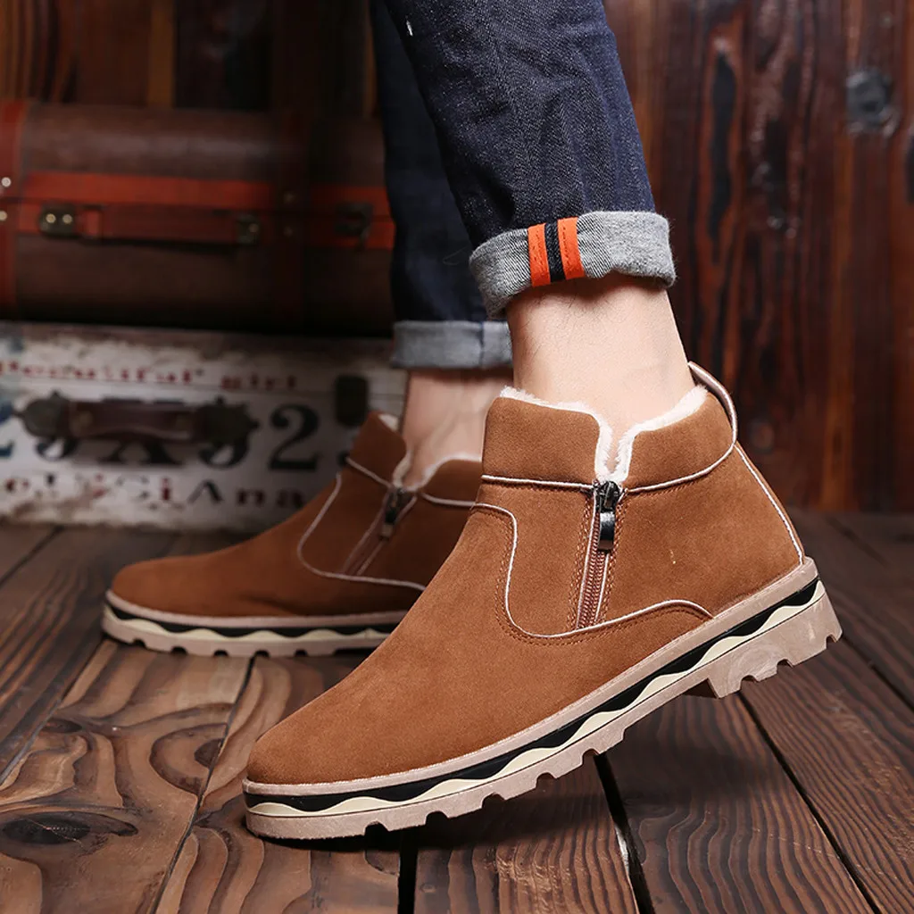 

brown chelsea boots men Casual Korean Fashion Shoes chaussure homme 2019 botines hombre impermeable warm winter shoes men#G3