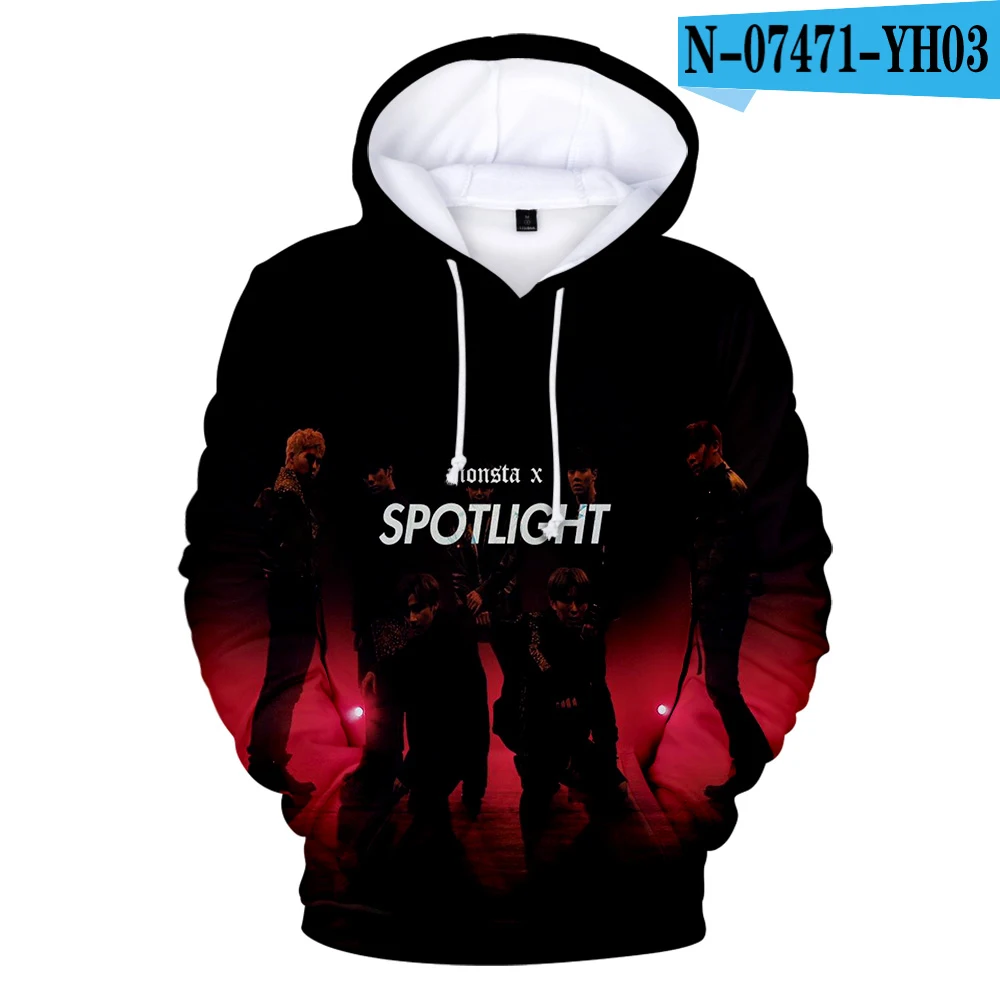 MONSTA X 3D толстовки, толстовка, новинка, Kpop, корейский стиль, повседневные, с длинным рукавом, модные мягкие толстовки - Цвет: Небесно-голубой