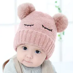 Теплые зимние детские шапочки с помпоном, вязаные Мягкие Шапки для малышей, новорожденные реквизиты для фотографии, детская шапка для