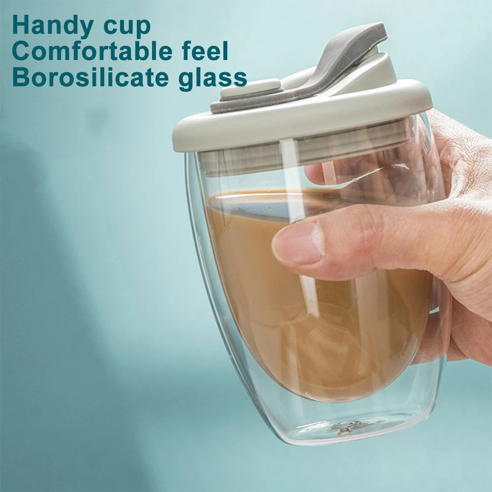 Double Wall Glass With Silicone Vacuum Sipper Lid - 350Ml