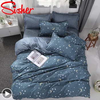 

Sisher Bedding Sets for Girls Cute Pattern Bed Linen Duvet Cover Set Quilt Cover Sheet Pillowcase Single Double Queen King Size
