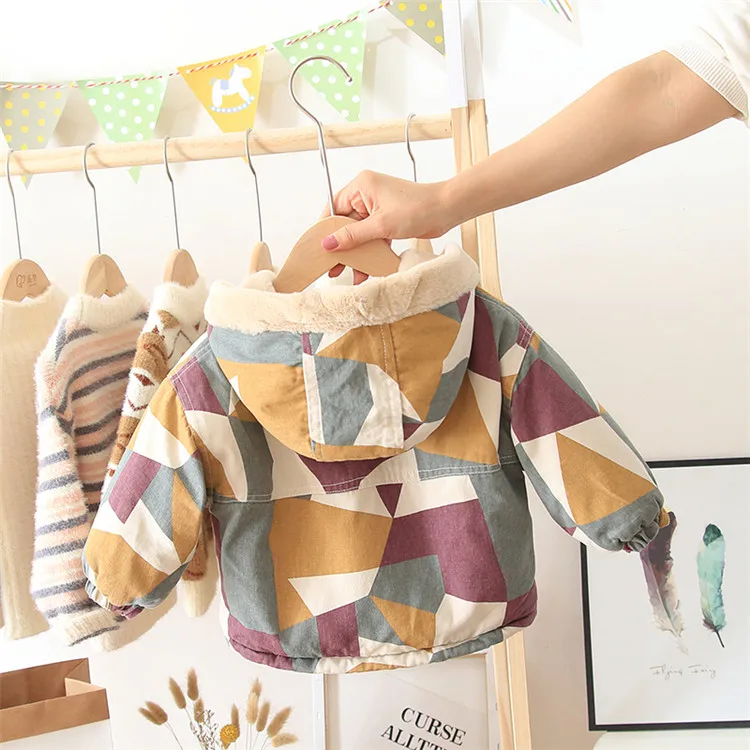 Winter camouflage Girls boys Jacket Full print Lovely Warm Cotton Coat For Baby Children Hooded Thick Outerwear Kids Clothing