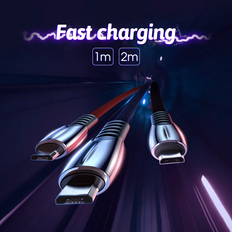 Кабель Micro USB 3A для Xiaomi нейлоновый кабель для быстрой зарядки USB для планшета samsung 1M для мобильного телефона Android usb зарядный сплав