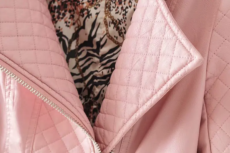 VOGUEIN новое женское из искусственной кожи PU бордовый/черный/розовый мотоцикл стеганая куртка пальто