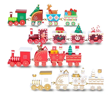 

New Christmas Wooden Train Kid Toys Painted Christmas Decoration Home Santa/bear Xmas Gift ornament navidad Toys for children