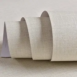 PVC Beige Linen Self-Adhesive Wall Sticker Peel and Stick DIY Wallpaper Faux Imitation Cloth Vinyl Film Decor Furniture Bedroom