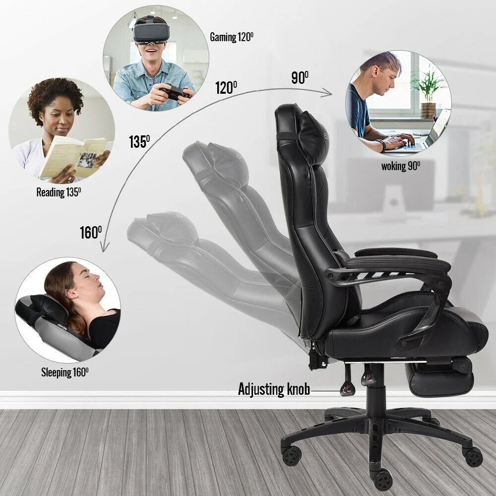  Massage Gaming Chair High-Back Ergonomic Pu Leather Racing Computer Task Seat