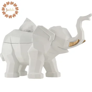 

Creative Geometry Elephant Paper Holder Phone TV Control Key Holder Living Room Coffee Table Decoration Best Gift