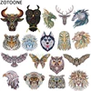 ZOTOONE Watercolor Animal Patch Iron On Tiger Patches For Kids Clothes Diy Hat Applique Heat Transfer Vinly Appliqued WashableH ► Photo 1/6