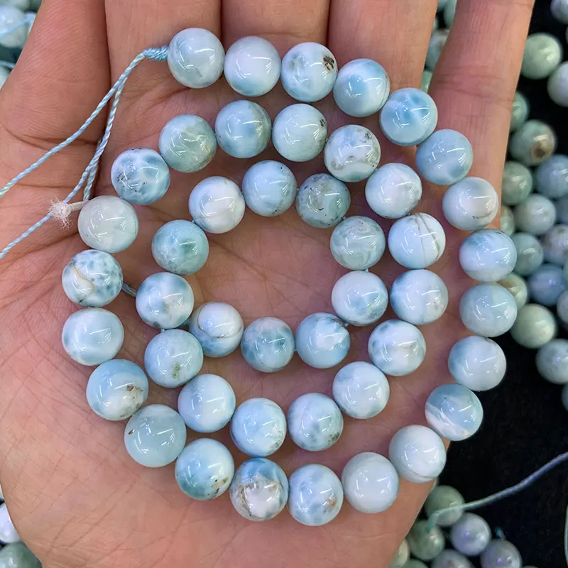 8-10 мм натуральный синий самоцвет LARIMAR камень бусины 1" Круглые DIY бусины для изготовления ювелирных изделий Аксессуары для женщин и мужчин подарок