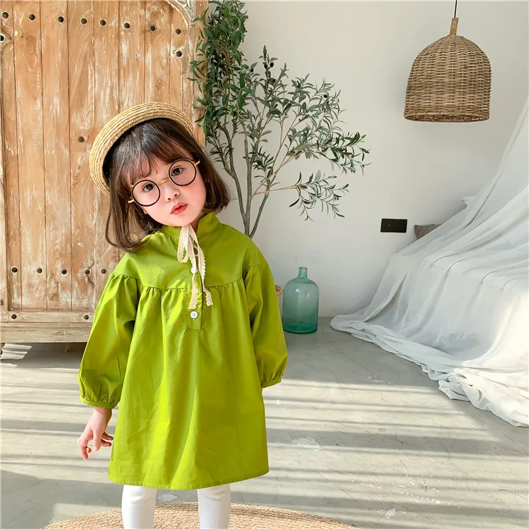 Платье для девочек в Корейском стиле, весенние хлопковые модные платья для маленьких девочек, детская одежда, От 1 до 6 лет