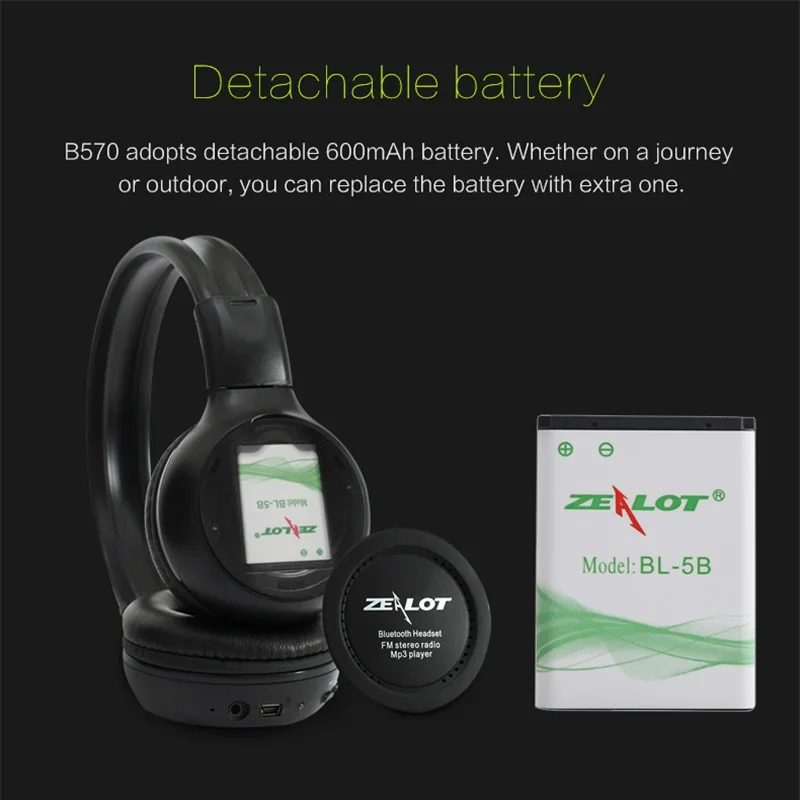 Беспроводная гарнитура ZEALOT B570 наушники Bluetooth 5 0 + EDR Спортивная стерео с ЖК экраном