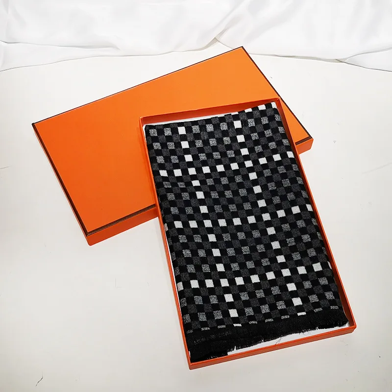 Small grid black Новинка, зимний мужской шарф из искусственного кашемира, длинный жаккардовый шарф с лошадьми, европейский и американский бренд, двусторонний теплый шарф - Цвет: Small grid black