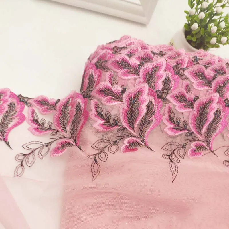 

20Yards Pink Women Soft Lace Trim Fabric High-end Dresses Fashion Dress Shirt 21cm Wide Fabric DIY Sewing Craft New Arrival