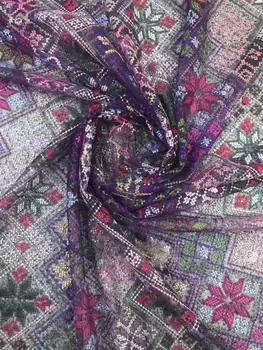 

The latest multi-color line embroidery lace French tulle lace fabric African lace Nigeria lace for skirt dress DIY home apparel