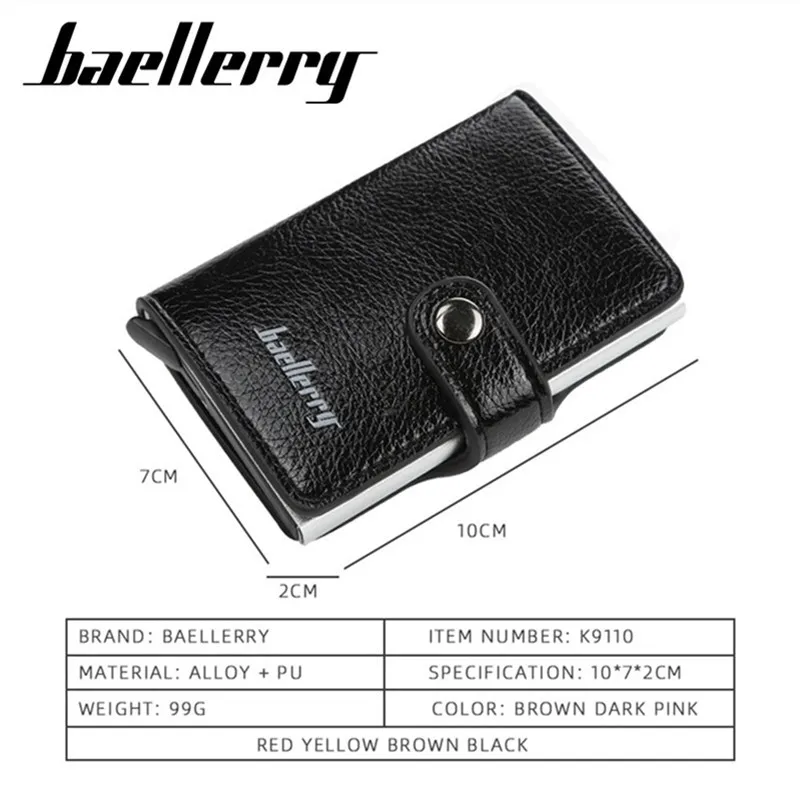 Baellerry Мужской винтажный держатель для кредитных карт RFID автоматический эластичный алюминиевый Pu карточный пакет мужской держатель для карт кошелек RIFD держатель для карт