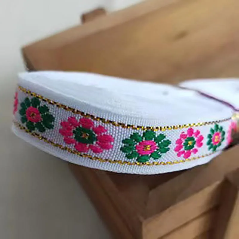 빈티지 민족 자수 레이스 리본, 보호 자카드 레이스 트림, DIY 의류 가방 액세서리, 자수 패브릭, 7 야드, 12mm