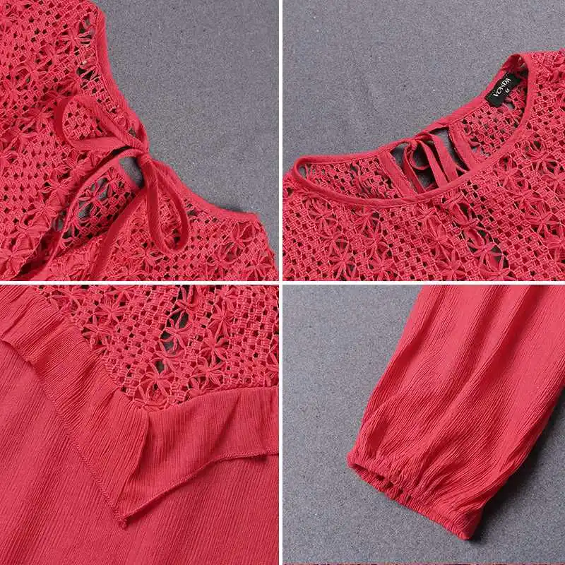 VONDA Роскошная блуза Mujer Повседневное уличная топы для беременных Blusas сплошной Цвет Для женщин с длинным рукавом Блузка с вырезом