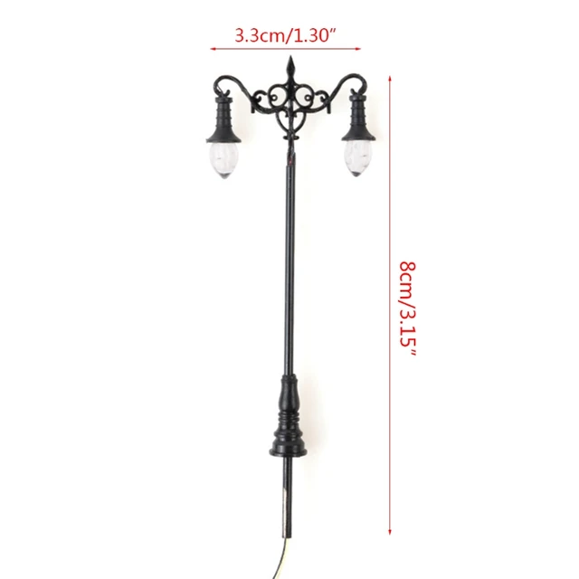 Micro Landscape Yard Light Miniature Street Light 1:87 Scale for Role Play Hobby Building Model Sandbox Dual-Head 3V/12V 6