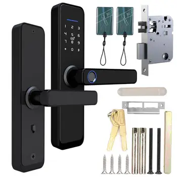 

Electronic Smart Door Lock Touch Keypad Password IC Card Fingerprint Home Security Access Support for TT Lock APP Wood Door Lock