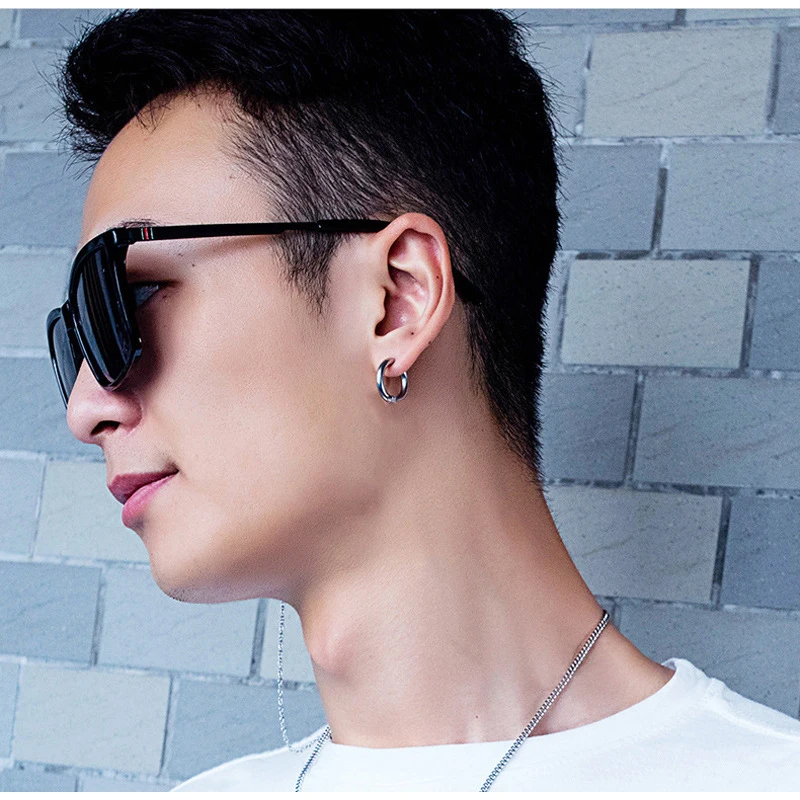 Fake Hoops Men's Stainless Steel Painless Clip on Ear Earrings for Teens Women Male Punk Cool Stuff Non Piercing Without Holes ear clip earrings clip earrings ear clip