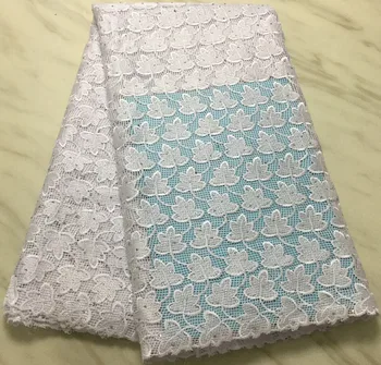 

White lace african cord lace fabric with stone water soluble guipure lace fabric 5yards nigerian lace fabric for dress PL51408