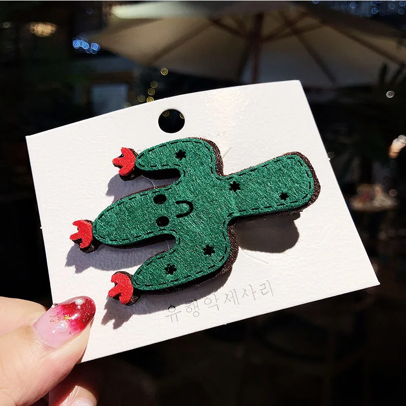 Big cactus 1 Новинка, милые заколки для волос с изображением животных, растения, шпильки для девочек, повязка на голову, детские заколки для волос, заколки для волос, модные детские аксессуары для волос - Цвет: Big cactus 1