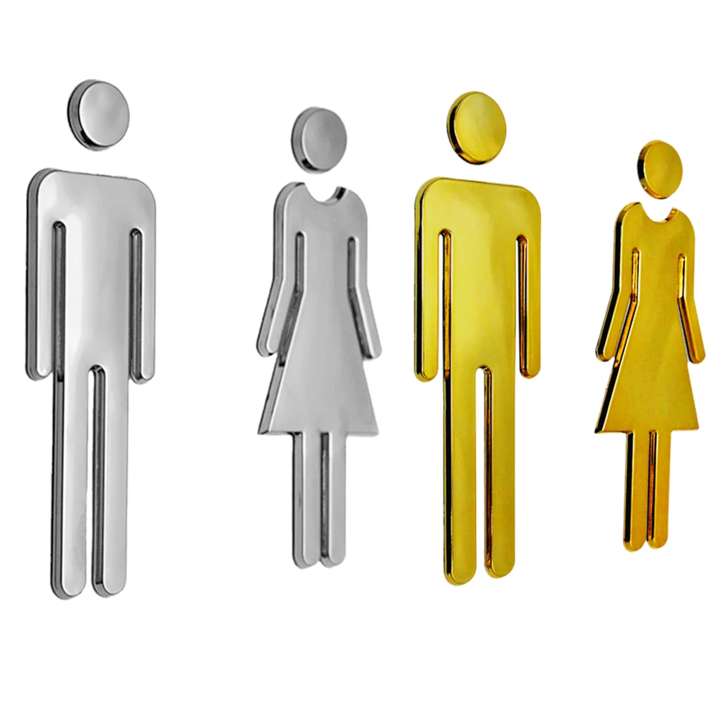 4Pcs Toilet/Loo/Bathroom/Restroom/WC Sings Door Wall Signage Plaque MAN & WOMAN Set