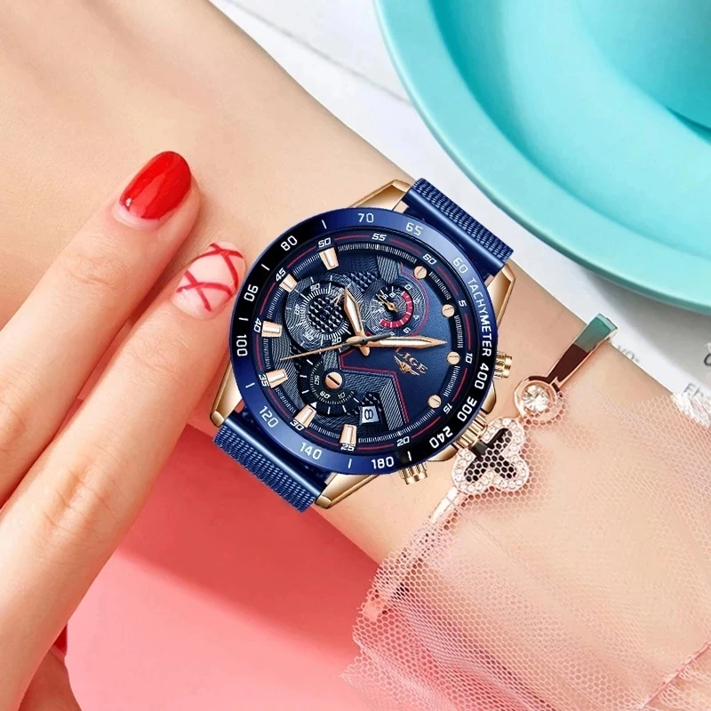 LIGE New Creative Women for Watch Luxury Rose gold Quartz Ladies Watch Relogio Feminino Mesh Band Wristwatches Clock Reloj Mujer