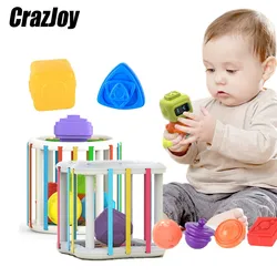Forma de cor que classifica os jogos do bloco montessori que aprendem brinquedos educacionais para o bebê que agarra a capacidade de classificação 0 12 meses das crianças a