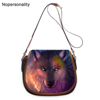 

Nopersonality Wolf Printed Shoulder Bags for Women Ladies Hasp Small Crossbody Bag Female Animal Pattern Saddle Messenger Bag