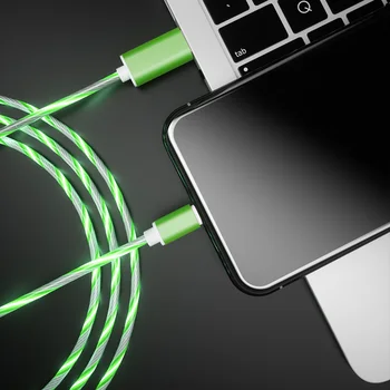

1m LED Luminous Charging Cable Micro USB Type C Mobile Phone Flowing Charging Cord for Xiaomi Huawei Samsung