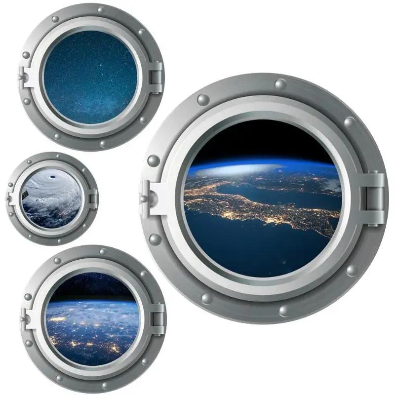 

3D Universe Porthole Wall Stickers PVC Waterproof DIY Decals for Home Decor