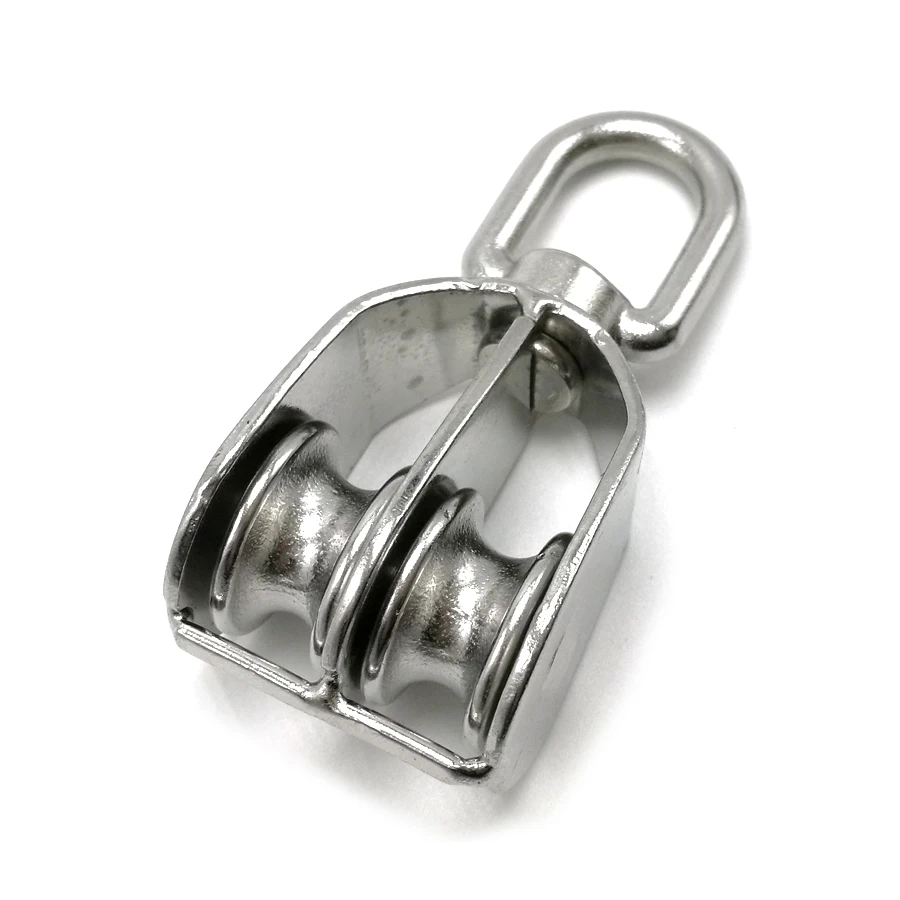 

M15 M20 M25 M32 M50 M75 M100 Double Wheel Swivel Pulley Block , 304 Stainless Steel Wire Rope Rigging ,J023