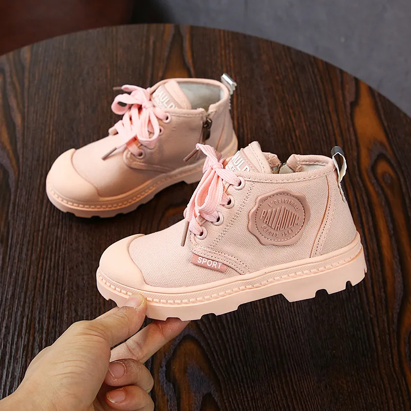 Детские повседневные ботинки; мотоциклетные ботинки из искусственной кожи; зимние детские зимние ботинки; Брендовая обувь принцессы для девочек; резиновые сапоги; кроссовки на плоской подошве - Цвет: pink