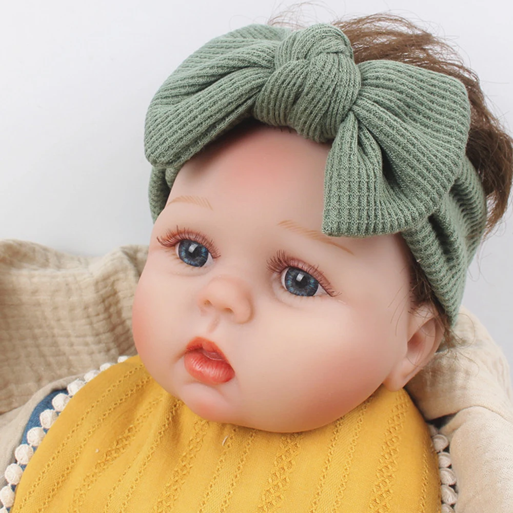 0-8T Cotton Waffle Knit Bow Headwrap for Children Hair Accessories Soft Newborn Infant Bowknot Turban Baby Girl Headband Bandeau