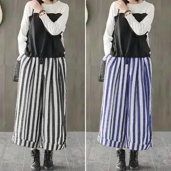 

Oversized Turnip Women's Striped Pants ZANZEA 2020 Vintage Casual Wide Leg Trousers Elastic Waist Long Pantalon Woman Palazzo