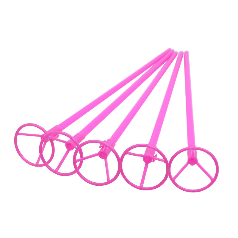 Pink 5/10 шт. Фольга воздушные шары палка Пластик шар держатель из нержавеющей стали с чашки для воздушных шаров Аксессуары стержни из ПВХ для дня рождения Свадебная вечеринка украшения - Цвет: Pink