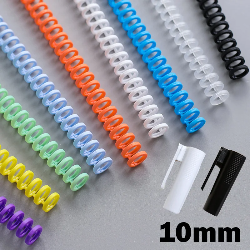 

10mm Plastic Paper Binders Loose-leaf 30 Holes Binding Spiral Coil DIY Notebook Ring Coils Booking Strips School Office Supplies