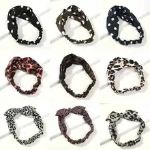 Винтаж Крест узел эластичные резинки для волос волна Леопард полоса тюрбан с принтом Йога бандана ободок Девушки Женщины аксессуары для волос F09131