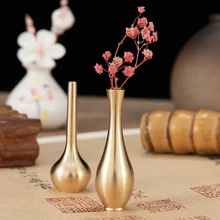 Mini złoty czysta miedź wazon akcesoria do dekoracji domu salon dekoracji antyczne wazon wysoki wazon wyjątkowy kwiat wazon Nordic wazon tanie tanio CN (pochodzenie)