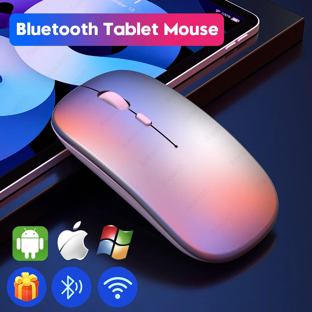AIEACH-ratón Bluetooth recargable para tableta, Mouse inalámbrico para iPad, Samsung, Huawei, Lenovo, Android, Windows, Macbook