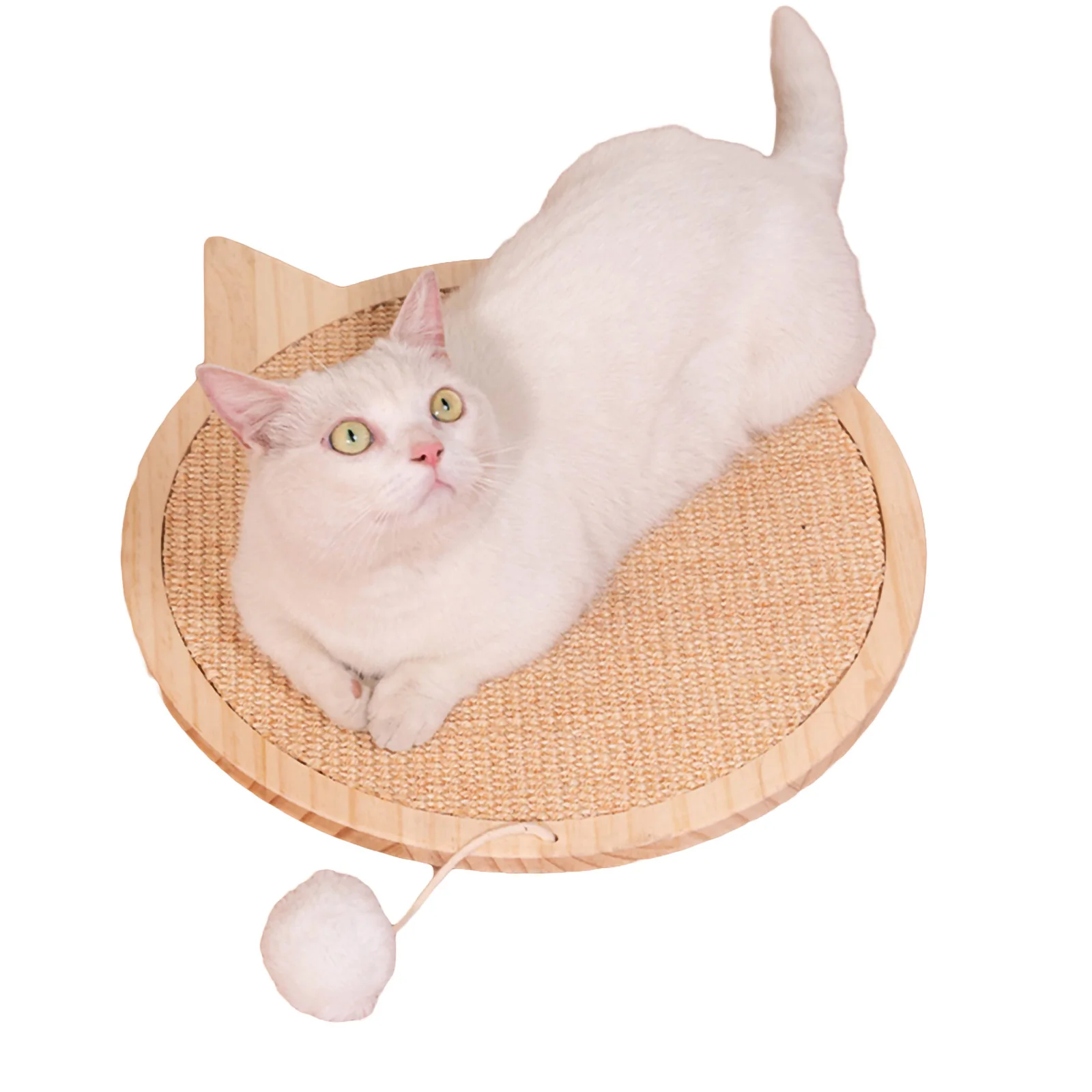 Rascador para gatos de sisal resistente al desgaste almohadilla para rascar gatos con ventosa de madera maciza juguetes con 4 ventosas 
